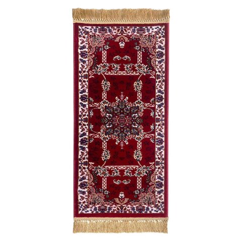 Tapete Persa Royal Vermelho 50x100cm Fio Acetinado - Decoração para Quarto e Sala