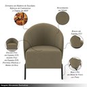 Ver imagem 3 de Poltrona Decorativa Sala de Estar Kenya Pés em Ferro Veludo Preto/castor G33 - Gran Belo
