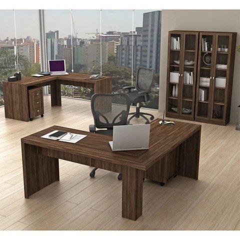 Conjunto para Home Office 06 Peças Nogal - Tecno Mobili