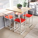 Ver imagem 1 de Conjunto Mesa Pinus 4 Cadeiras Estofado Industrial White