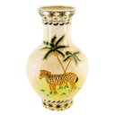 Ver imagem 1 de Vaso em cerâmica Craquelê, com pintura de uma zebra, coqueiros e natureza