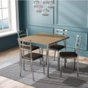 Ver imagem 1 de Conjunto Mesa em Aço Quadrada com 4 Cadeiras - Cromado/Cacau