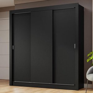 Guarda-roupa Casal 3 Portas de Correr Preto Nobre Madesa