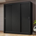 Ver imagem 1 de Guarda-roupa Casal 3 Portas de Correr Preto Nobre Madesa