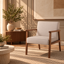 Ver imagem 1 de Poltrona Decorativa Júlia em Algodão Nogueira/Bege com Braços - Ease Móveis