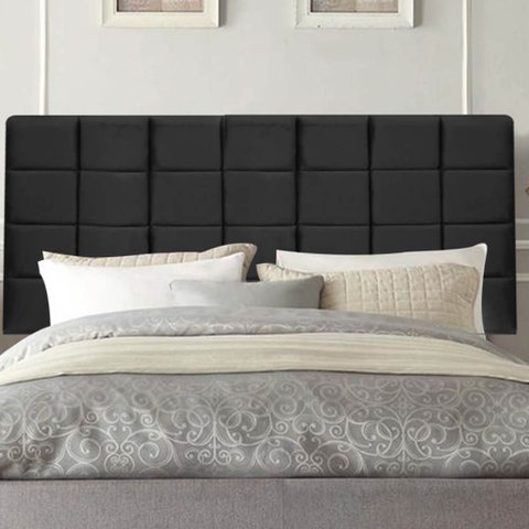 Painel Estofado Luxo Clara 100cm Solteiro para Cama Box Corino Preto - Gat Magazine