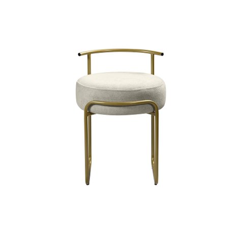Puff Sala Redondo Evans Base Metal Gold Tecido Boucle Cores