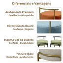 Ver imagem 6 de Puff Sala Redondo Evans Base Metal Gold Tecido Boucle Cores