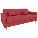 Ver imagem 2 de Sofá Cama 3 Lugares Emilia Reclinável Veludo Vermelho - Matrix