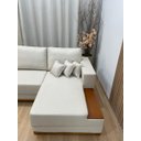 Ver imagem 3 de Sofá 3 Lugares 2,50 M Linho Bege Chaise Aline Plus
