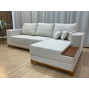 Ver imagem 2 de Sofá 3 Lugares 2,50 M Linho Bege Chaise Aline Plus