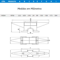 Bigorna Industrial Ferro Fundido Nodular 60kg 63x21,8x13,8cm Ferramentas Tenace 14004tnc - 3