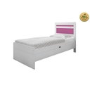 Ver imagem 3 de Cama Solteiro Baú Larissa Branco/Rosa