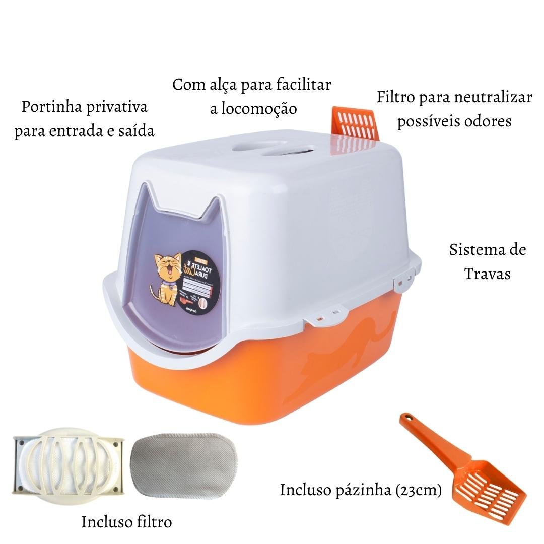Banheiro para Gato Toalete Sanitário Wc Duracats Cor Laranja - 4