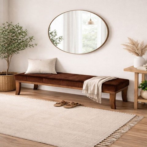 Puff em Veludo 140 cm Requadro Imbuia Lucia