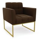 Ver imagem 3 de Kit 2 Poltronas Elisa Suede Marrom Base Metálica Industrial Dourada - D'Rossi