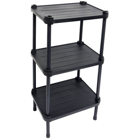Estante de Plástico Modular Multiuso 3 Prateleiras 1 Torre Preta Montável 39 Kg Qualyplas 3 PRATELEI