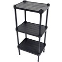 Ver imagem 2 de Estante de Plástico Modular Multiuso 3 Prateleiras 1 Torre Preta Montável 39 Kg Qualyplas 3 PRATELEI