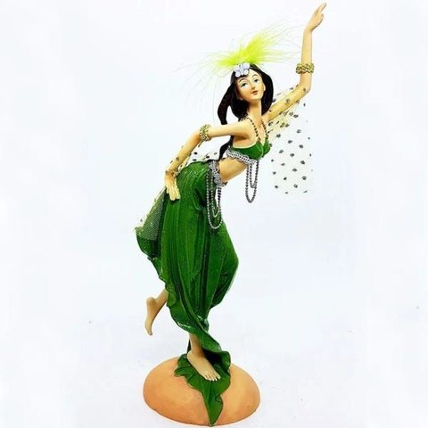 Bailarina Dançarina do Ventre Odalisca em Resina - Verde