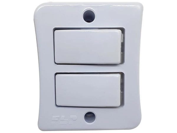 Interruptor Paralelo 2 Teclas 10A Sobrepor Externo Com Placa Espelho Branco Linha Viena - 35 Unidade - 2