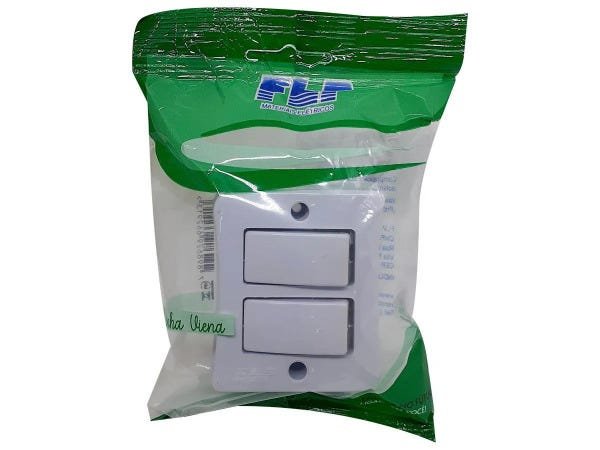 Interruptor Paralelo 2 Teclas 10A Sobrepor Externo Com Placa Espelho Branco Linha Viena - 35 Unidade - 6