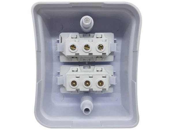 Interruptor Paralelo 2 Teclas 10A Sobrepor Externo Com Placa Espelho Branco Linha Viena - 35 Unidade - 5