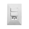 Interruptor Simples 2 Teclas + Tomada 10A 2p+t Com Espelho Branco Linha Dubai - 15 Unidades - 1