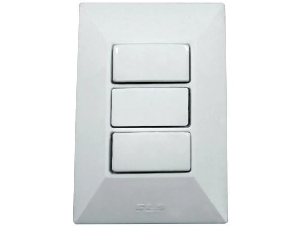 Interruptor Simples 3 Teclas 10A Com Placa Espelho Branco Linha Dubai - 30 Unidades - 1
