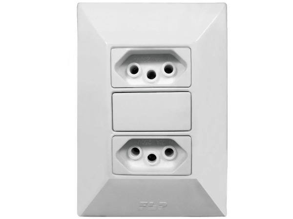 Tomada Dupla 2p+t 10A Com Placa Espelho Branco Com Inmetro Linha Dubai - 15 Unidades - 1