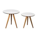 Ver imagem 1 de Conjunto Mesa Lateral Redonda L020 Cor Mel / Branco