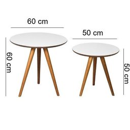 Conjunto Mesa Lateral Redonda L020 Cor Mel / Branco - 2