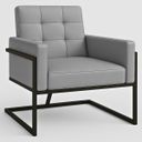 Ver imagem 1 de Poltrona Resistente Base de Ferro Courino para Recepção Luxo - Moblan Decor