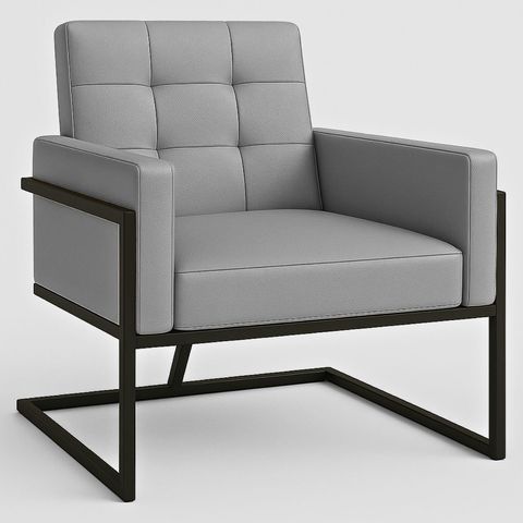 Poltrona Resistente Base de Ferro Courino para Recepção Luxo - Moblan Decor