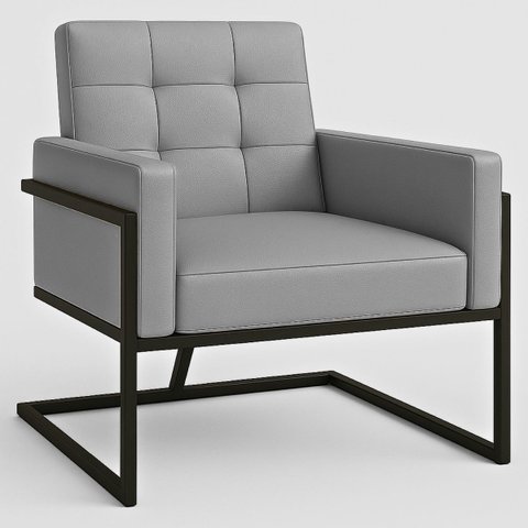 Poltrona para Sala de Espera Recepção Clinica Base de Ferro Tecido Corano Premium Suporta 150kg