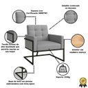 Ver imagem 3 de Poltrona para Sala de Espera Recepção Clinica Base de Ferro Tecido Corano Premium Suporta 150kg