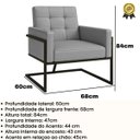 Ver imagem 2 de Poltrona para Sala de Espera Recepção Clinica Base de Ferro Tecido Corano Premium Suporta 150kg