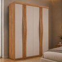 Ver imagem 1 de Guarda-Roupa Solteiro 100% MDF com 4 Portas e 2 Gavetas Multimóveis CR35522 Madeirado/Off White