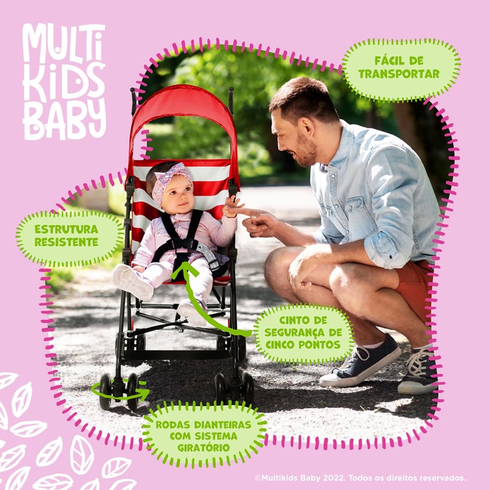 Carrinho Guarda-chuva Malibu 6m-15kgs Cinza Multikids Baby - Bb366out [reembalado] Bb366out Multikid - 8