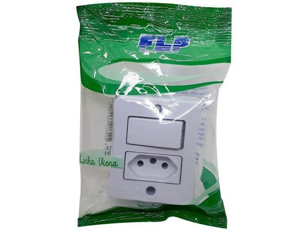 Interruptor Simples 1 Tecla + Tomada 10A 2p+t Sobrepor Externo Com Espelho Branco Linha Viena - 30 U - 6