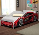 Ver imagem 1 de Cama Carro Solteiro Com Baú e Grade de Proteção Vermelho