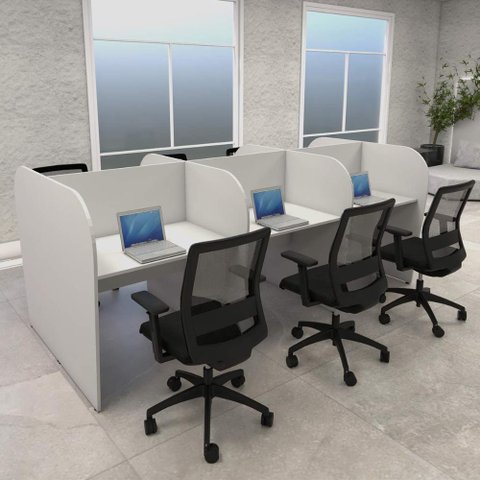 Mesa de Trabalho Call Center para 6 Pessoas 2,77m Cinza F5 Cor:cinza