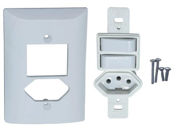Interruptor Paralelo 2 Teclas + Tomada 20A 2p+t Com Espelho Branco - 10 Unidades - 2