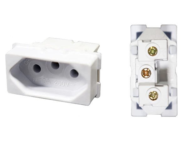 Interruptor Simples 1 Tecla + 2 Tomadas 10A 2p+t Com Espelho Branco Linha Dubai - 10 Unidades - 3