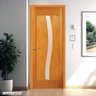 Folha de Porta de Madeira Maciça Tauari 210x62x3,3 Vidro em S Jomadi - 1
