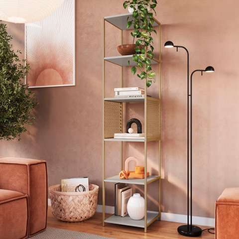 Estante Alta Estilo Industrial Telada 180cm em Metal com 5 Nichos P1023 Arenas
