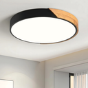 Ver imagem 3 de Luminária Plafon Led 25w Preto com Detalhe de Madeira Bivolt Iluminação de Teto Luz 3em1 Moderno