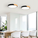 Ver imagem 4 de Luminária Plafon Led 25w Preto com Detalhe de Madeira Bivolt Iluminação de Teto Luz 3em1 Moderno