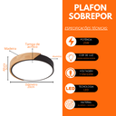 Ver imagem 7 de Luminária Plafon Led 25w Preto com Detalhe de Madeira Bivolt Iluminação de Teto Luz 3em1 Moderno