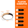 Luminária Plafon Led 25w Preto com Detalhe de Madeira Bivolt Iluminação de Teto Luz 3em1 Moderno - 7