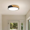 Ver imagem 2 de Luminária Plafon Led 25w Preto com Detalhe de Madeira Bivolt Iluminação de Teto Luz 3em1 Moderno